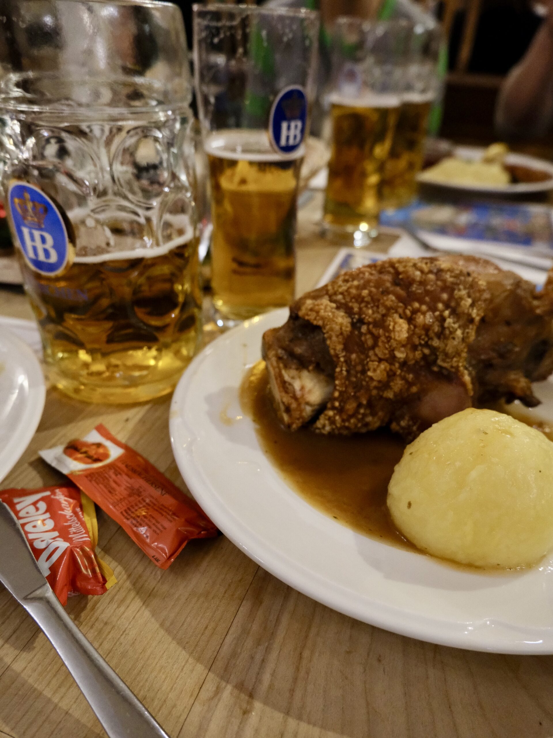 pork knuckle with potato dumpling
