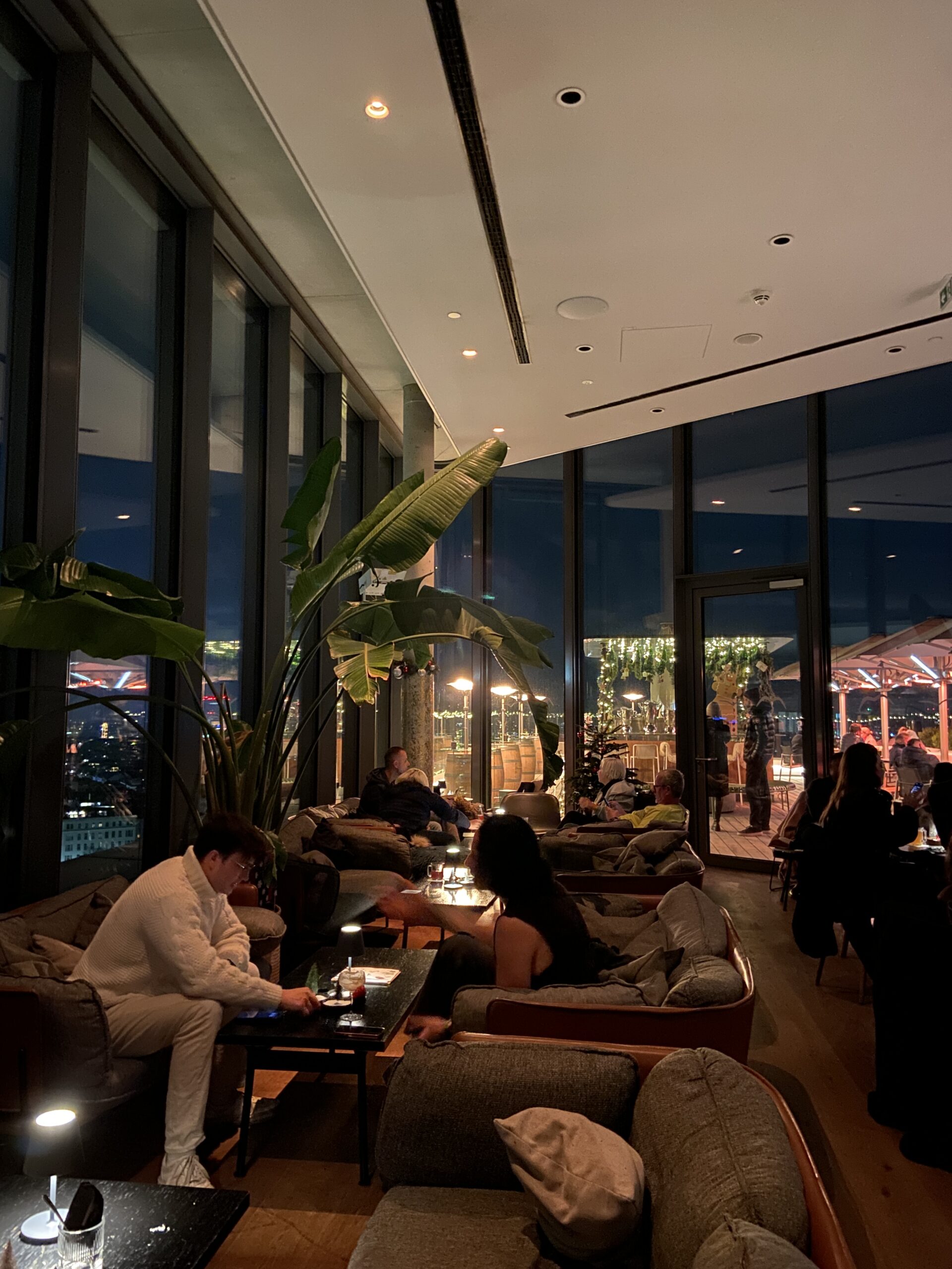 Indoor area of the roof top bar at Andaz Vienna