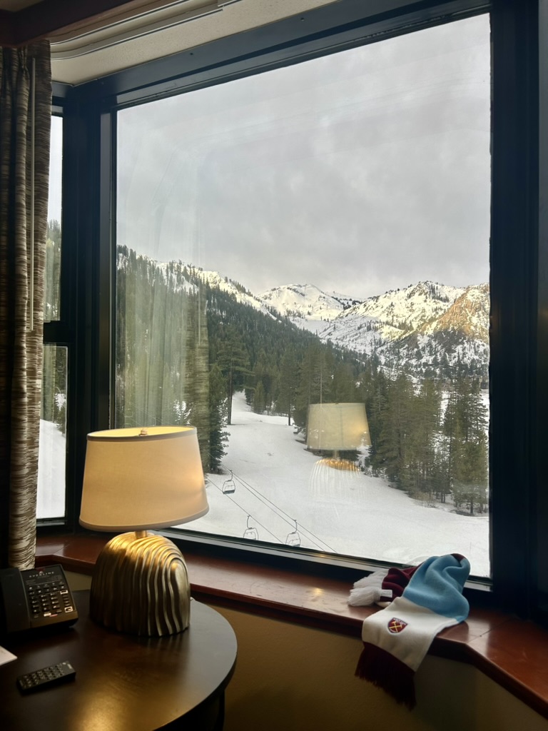 Window overlooking the mountain / ski lift
