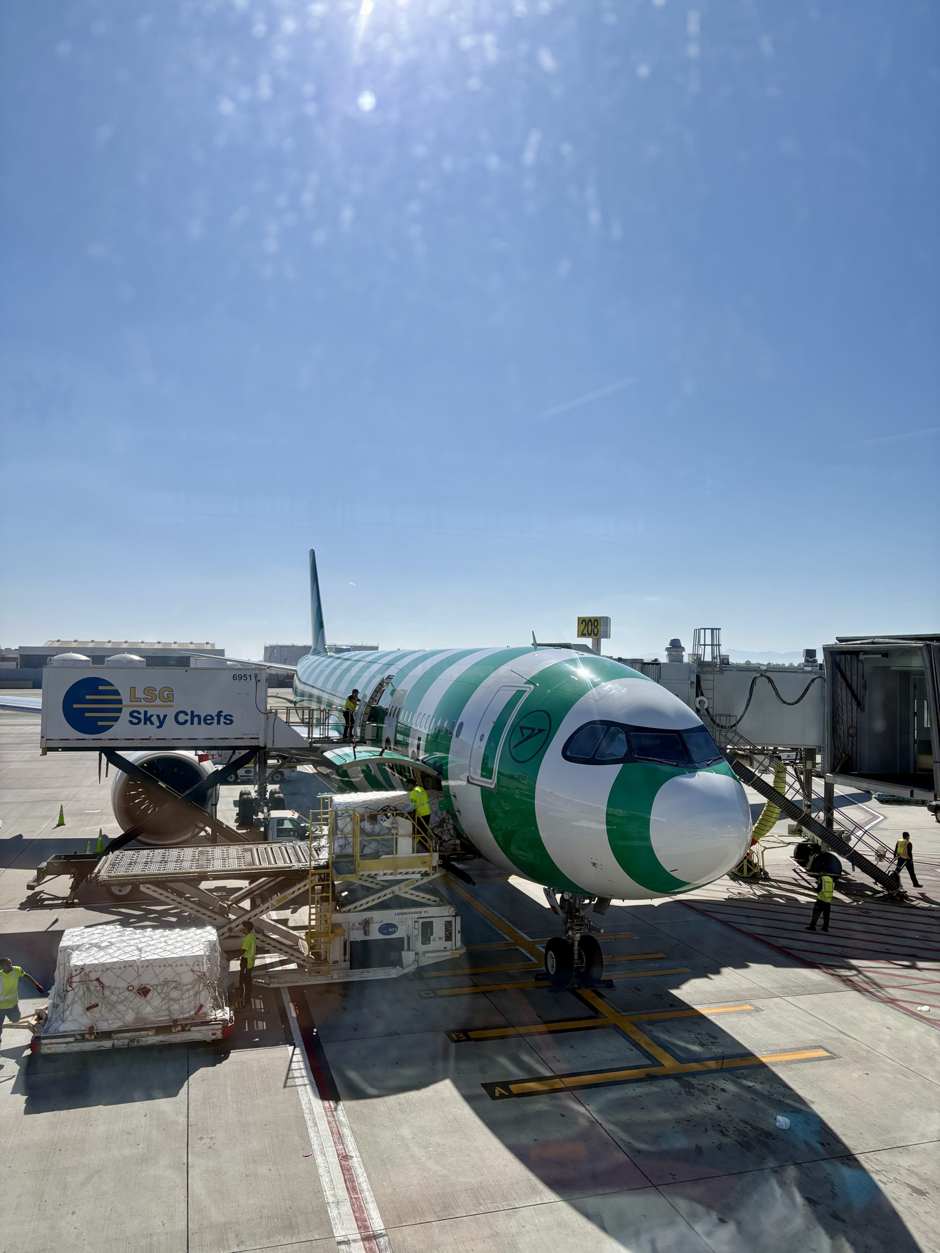 Green and white stripes Condor aircraft