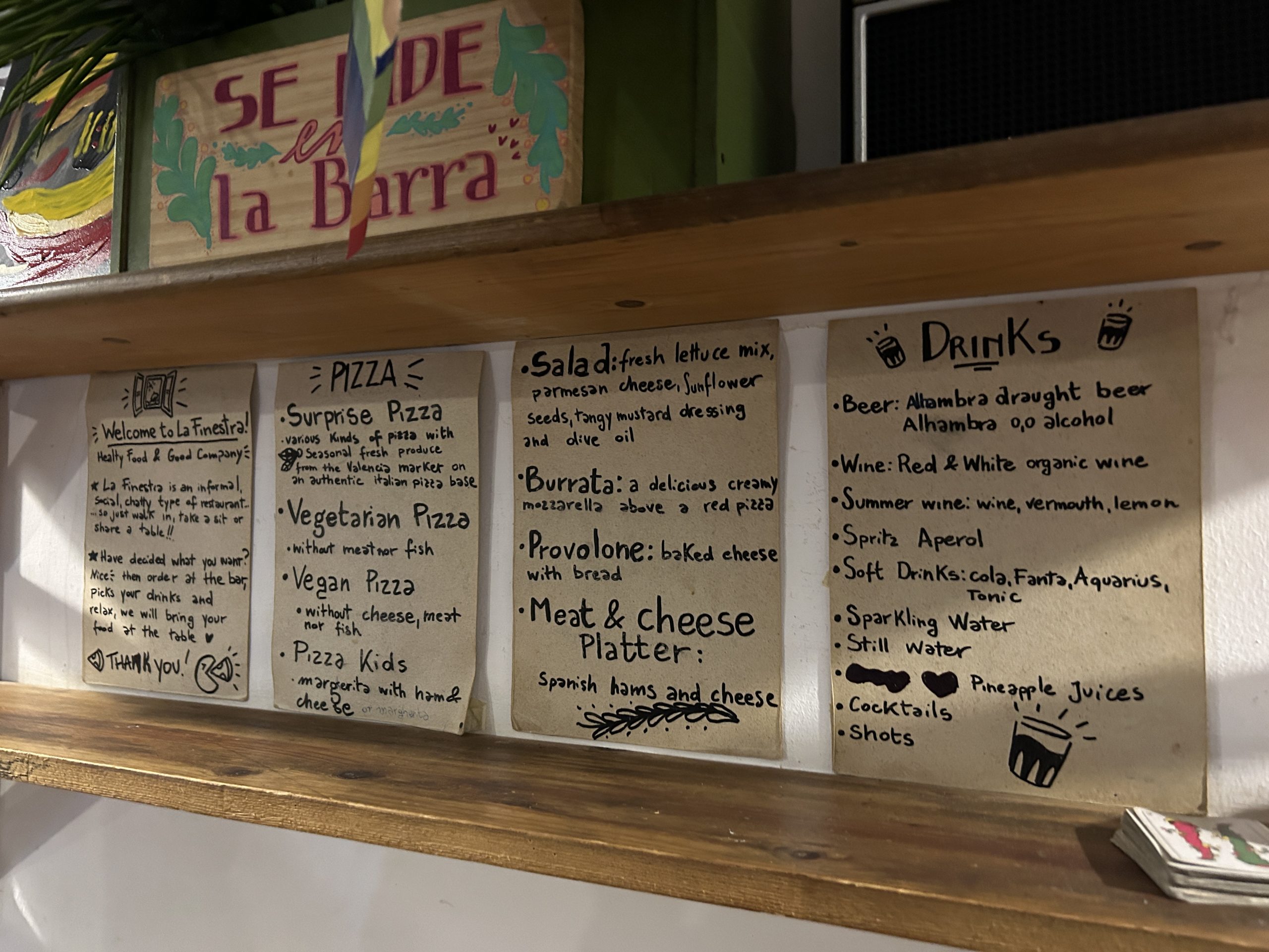 La Finestra Menu