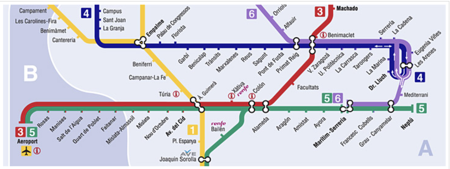 Metro map for the airport