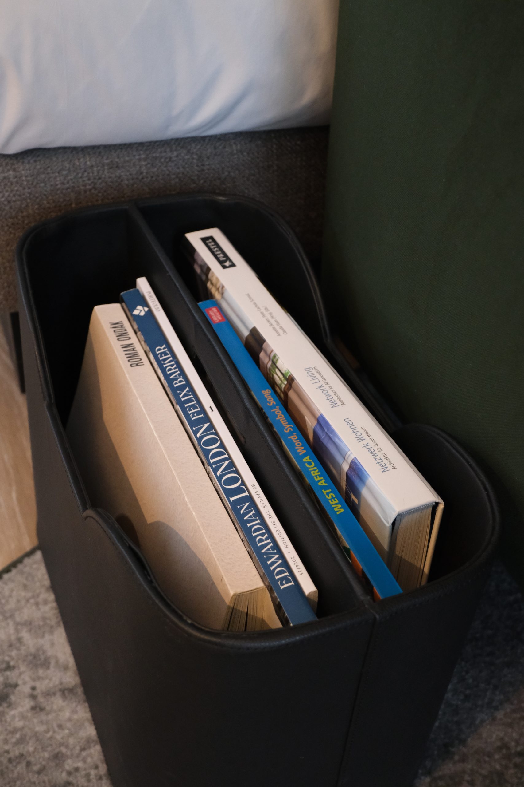 Coffee table book basket