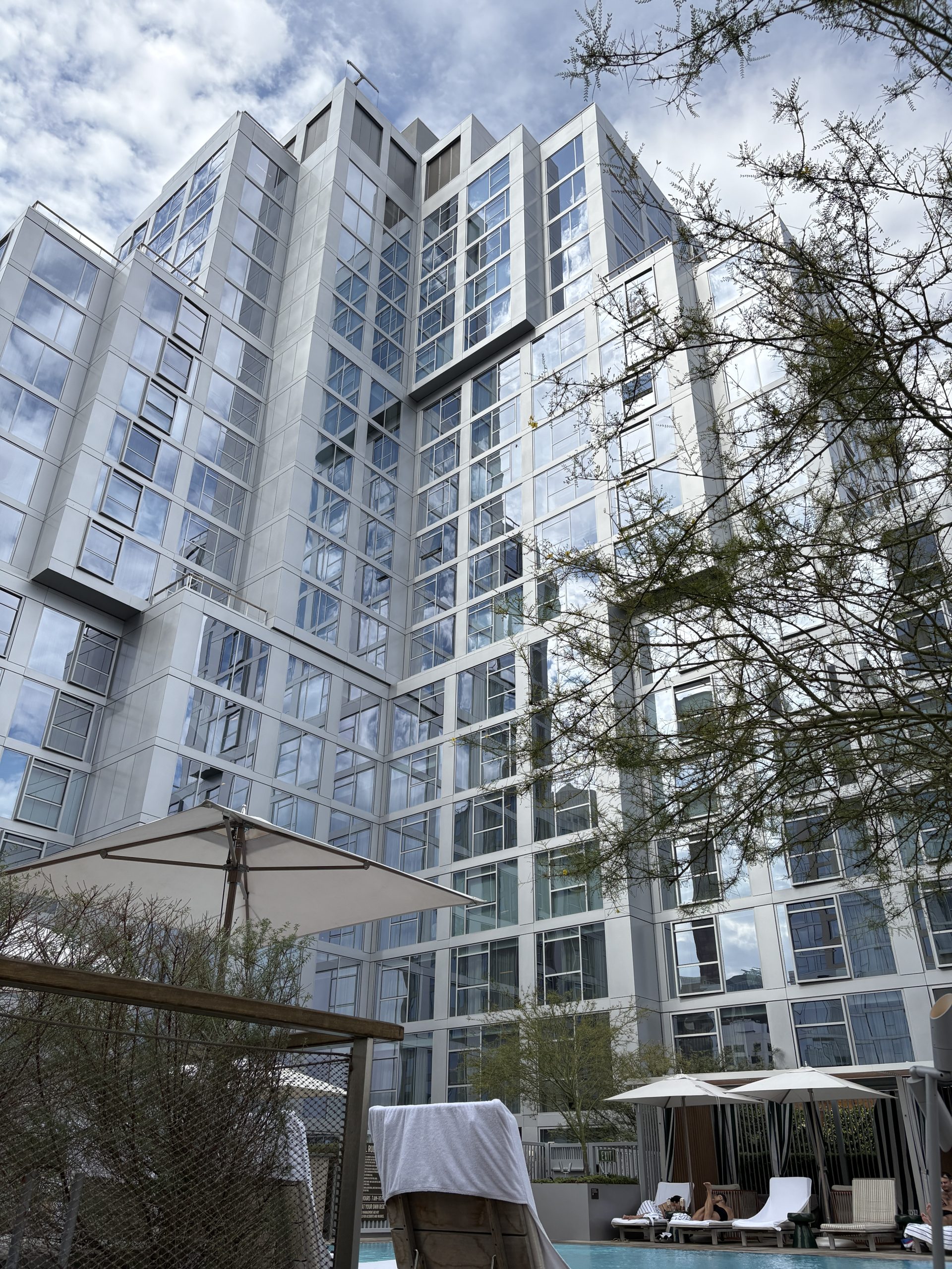 View of the hotel building from the pool