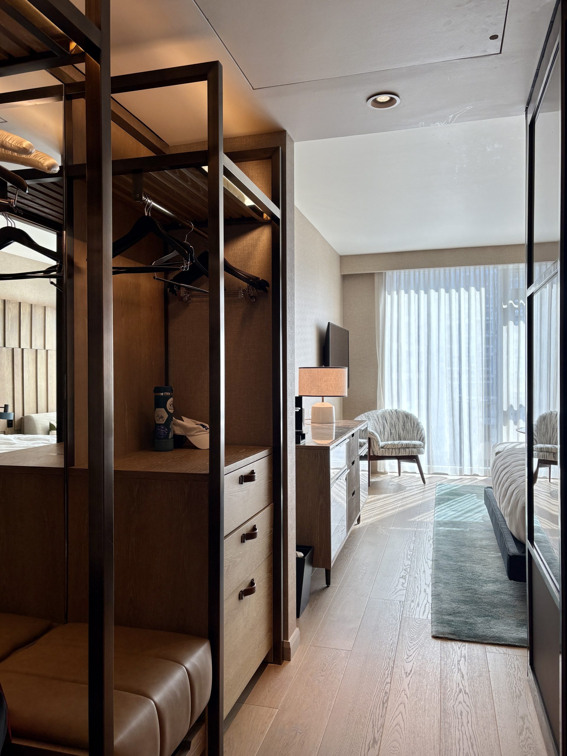Entrance to the closet space that opens up to the bright airy room