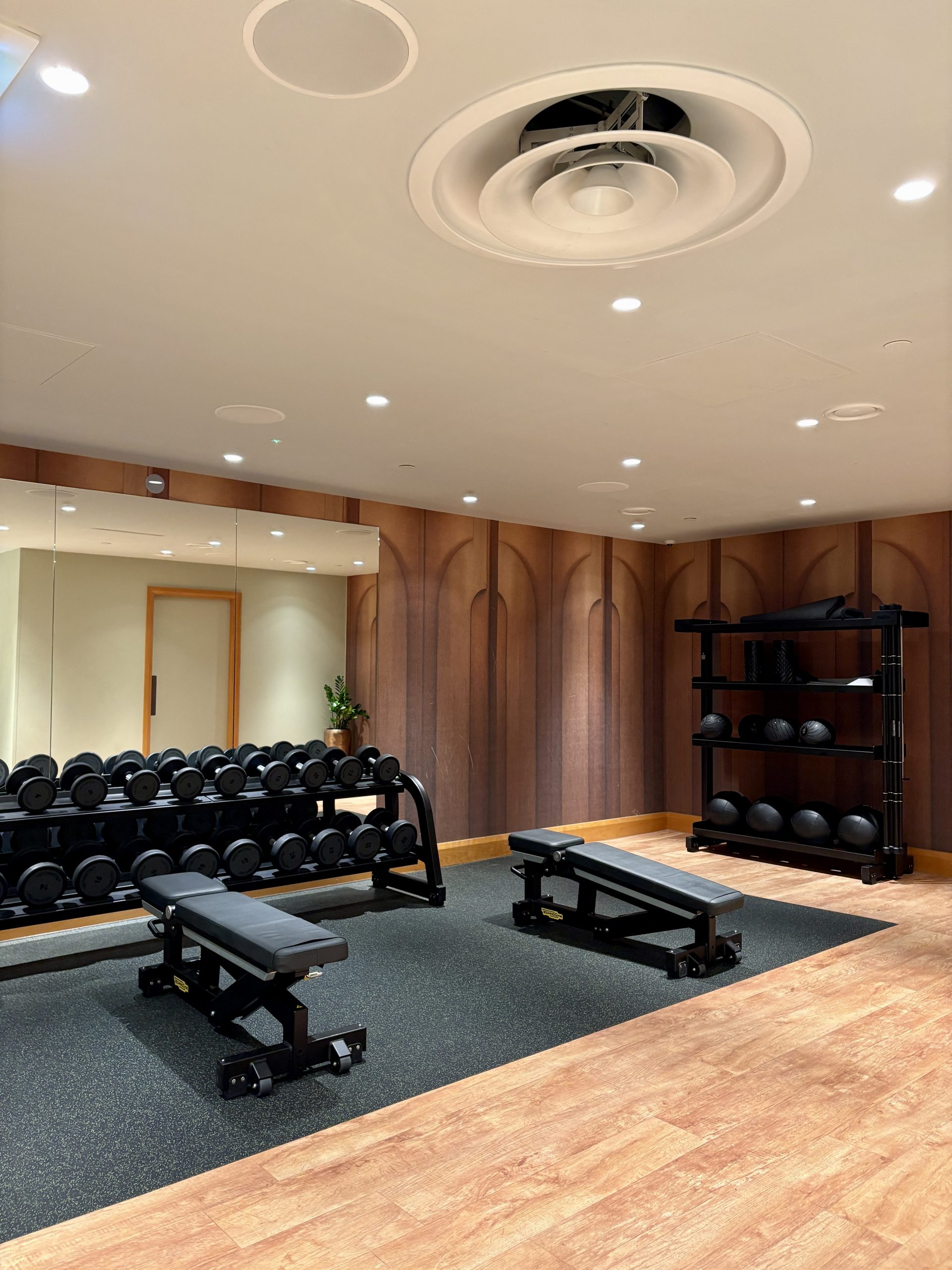 Spacious gym with equipments
