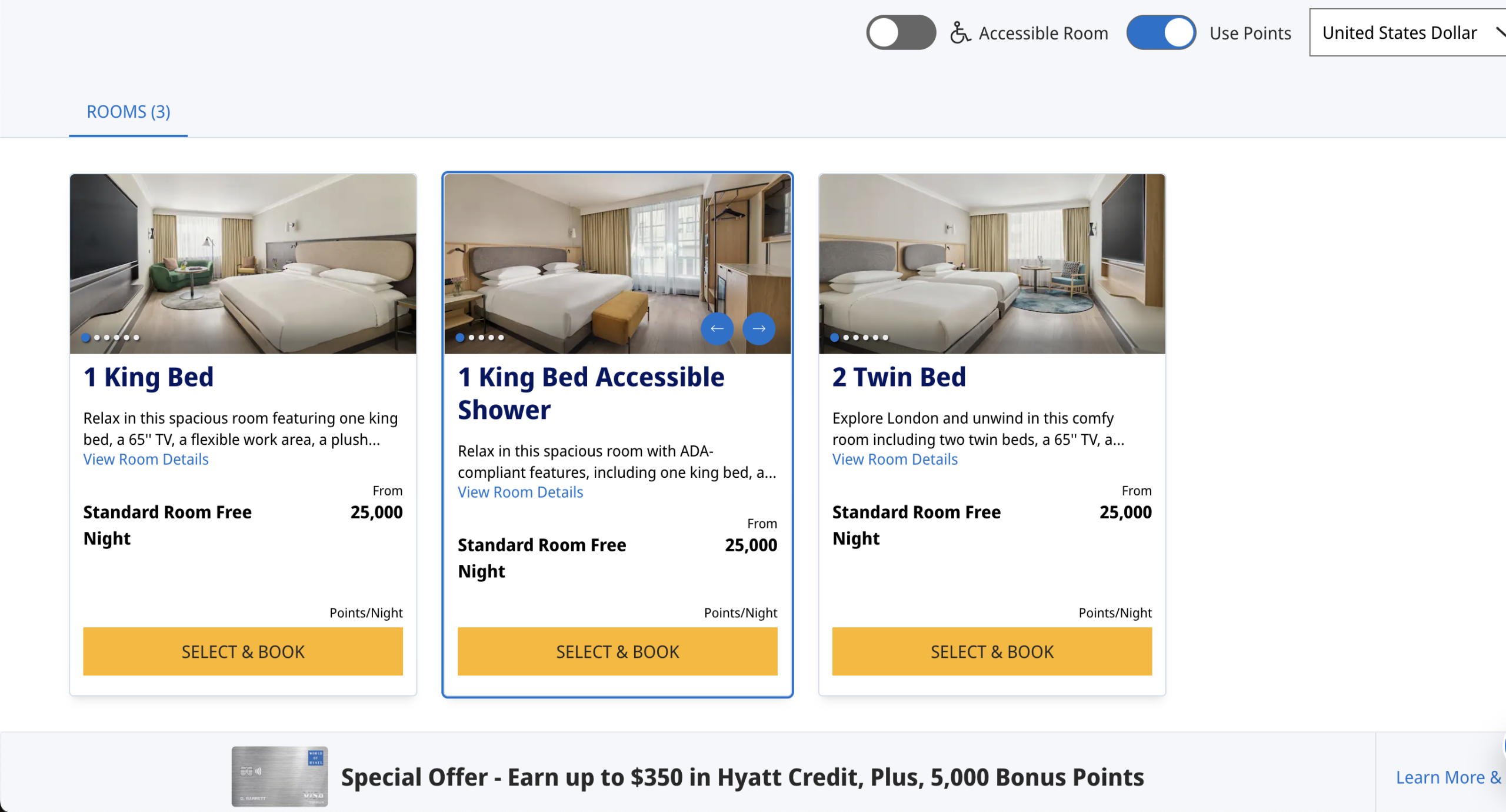 Hyatt Regency London Blackfriars points rates for standard rooms