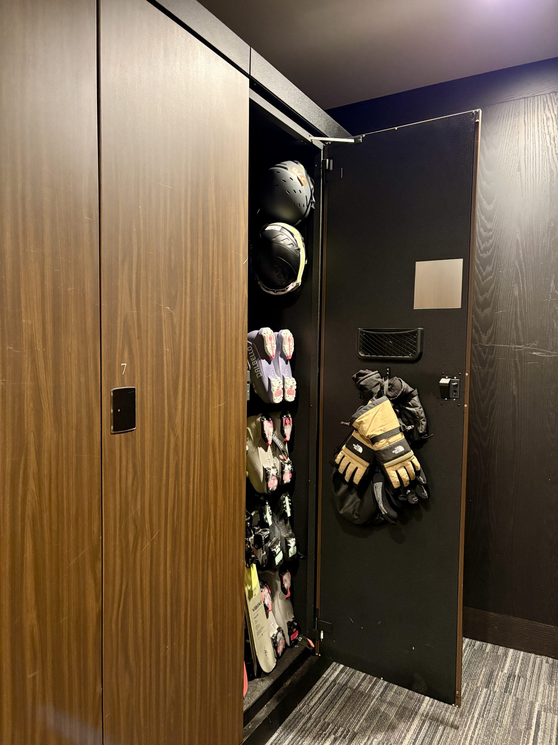 Ski locker assigned to each guest room