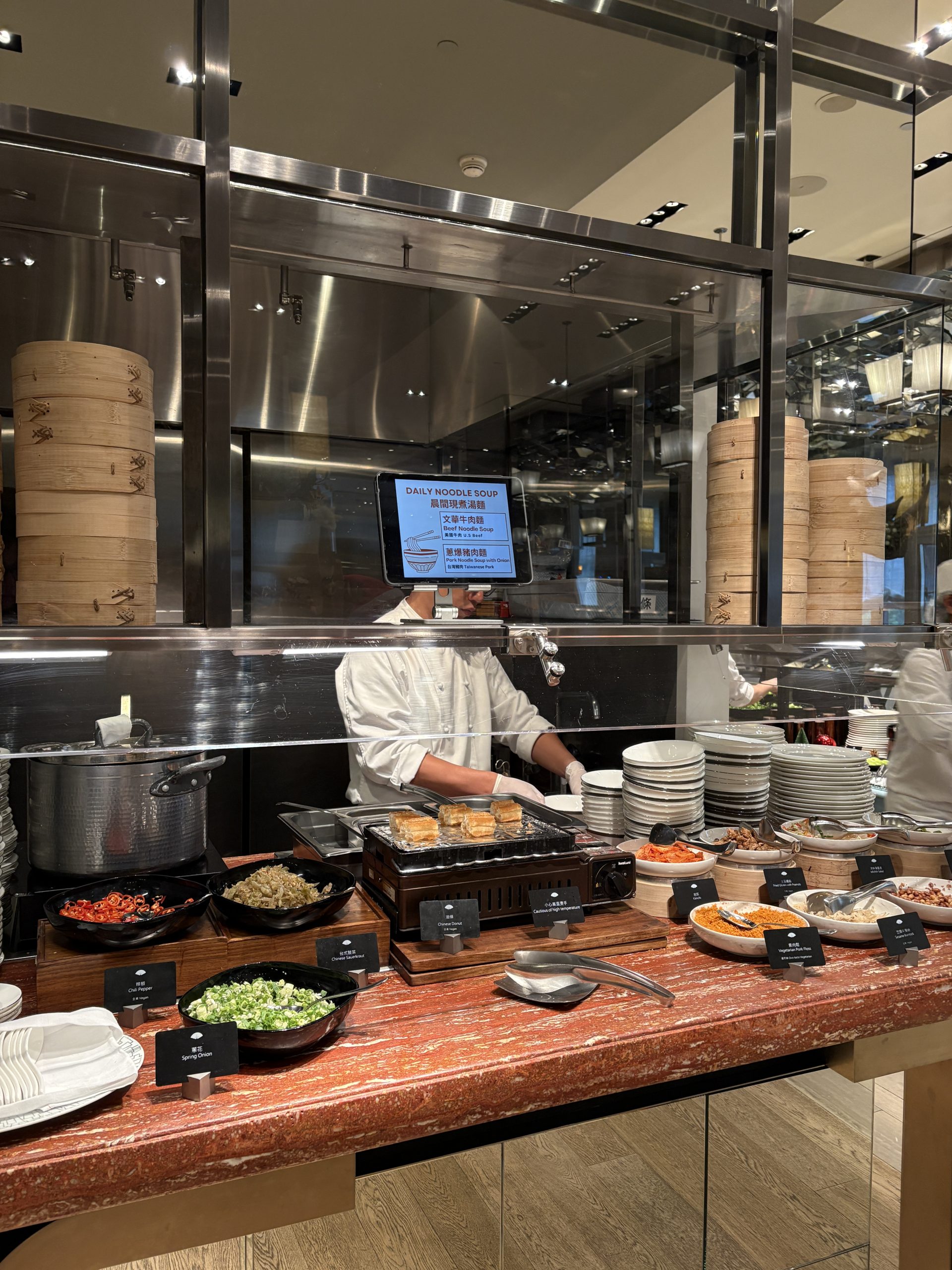 Noodle bar in breakfast buffet