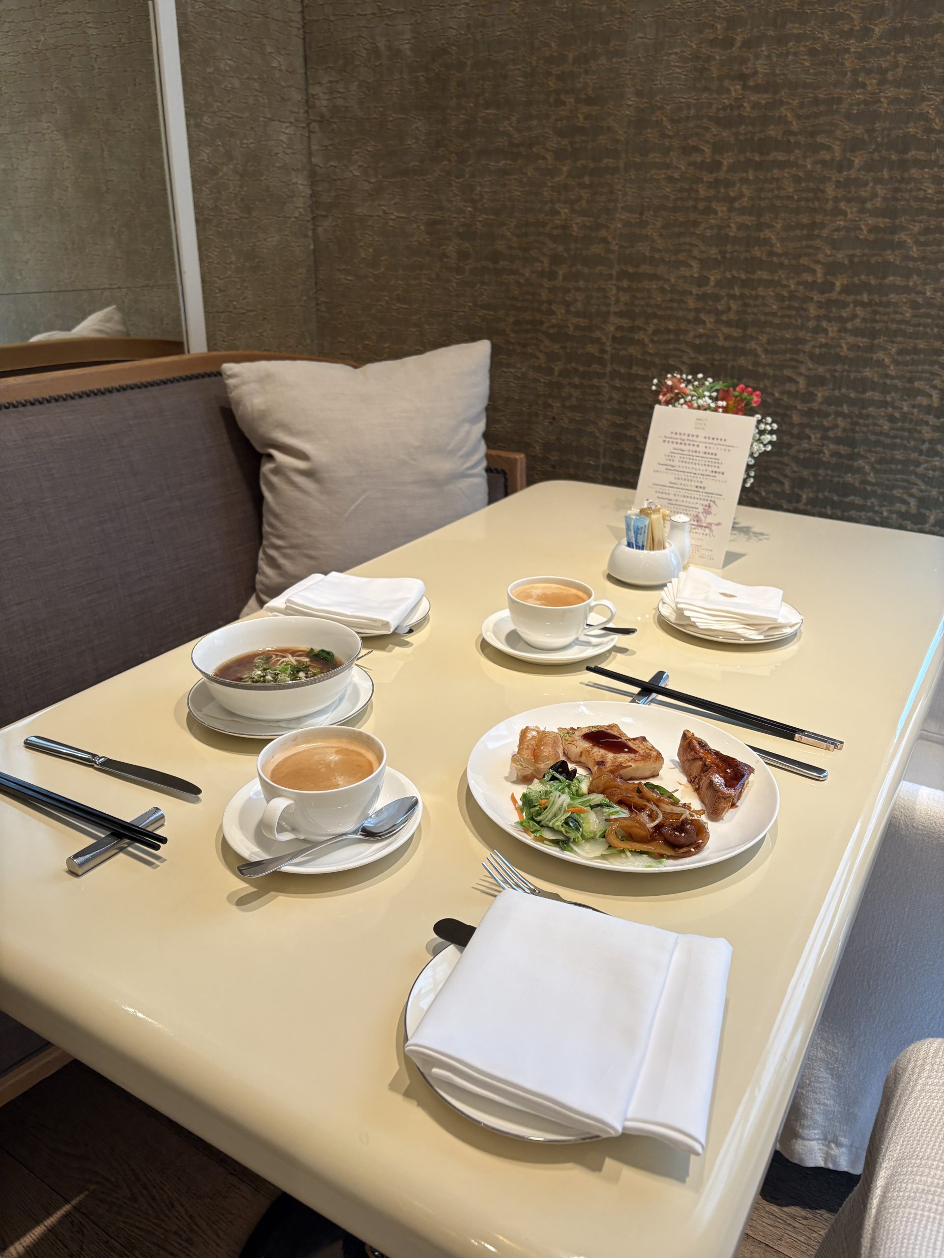 Breakfast buffet spread
