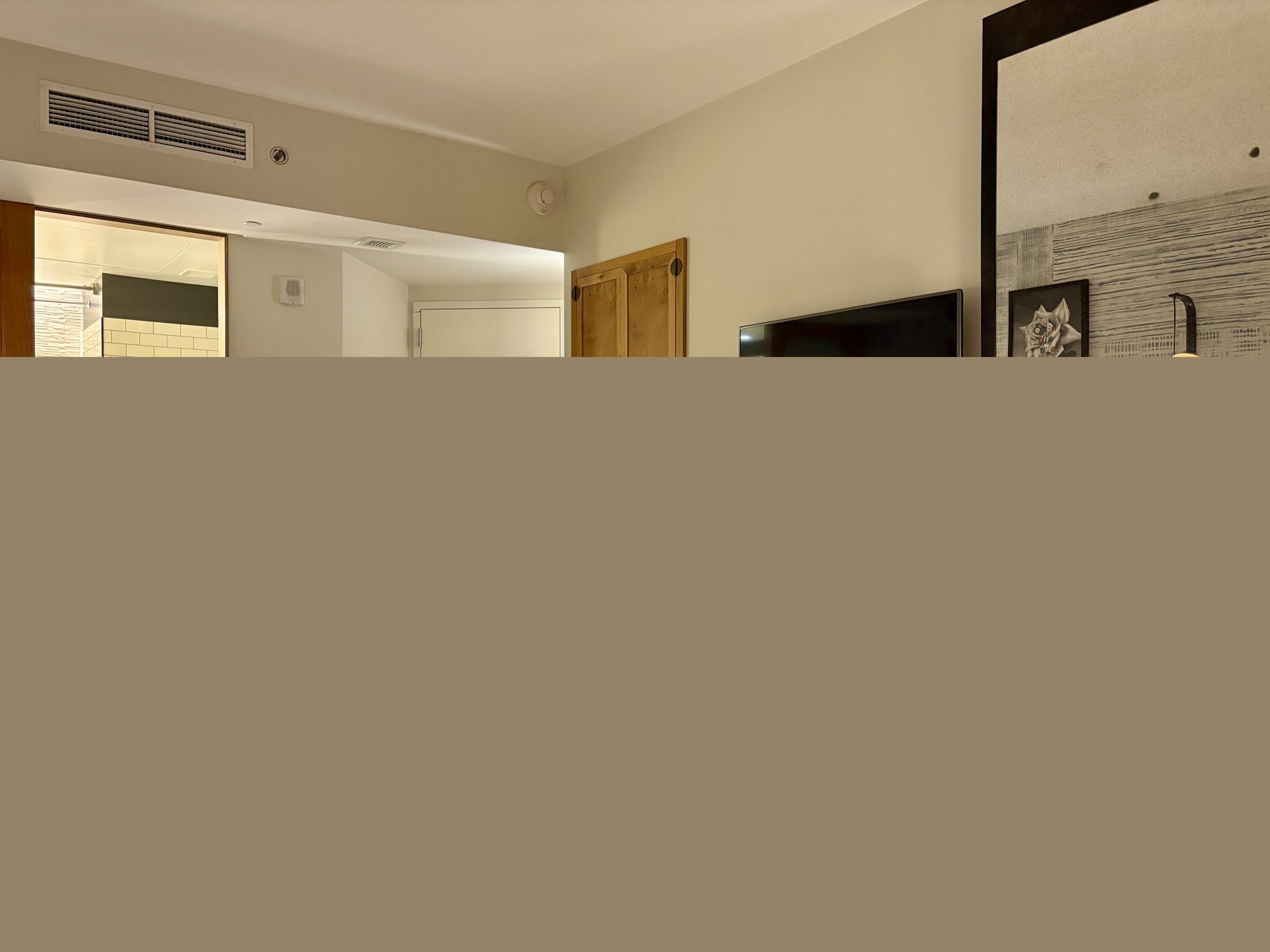 Wide working desk with builtin mini fridge