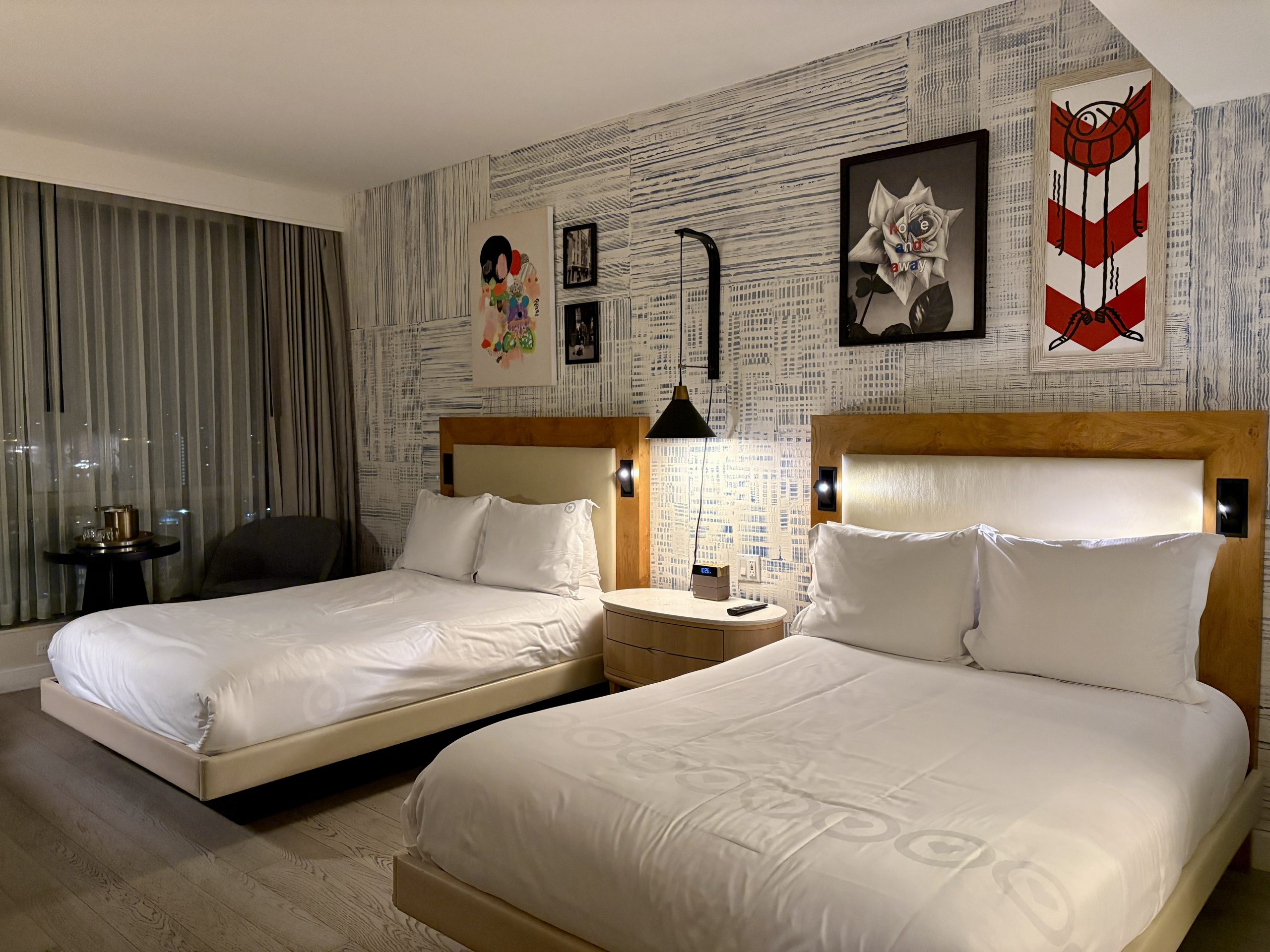 Comfortable double beds in the spacious hotel room
