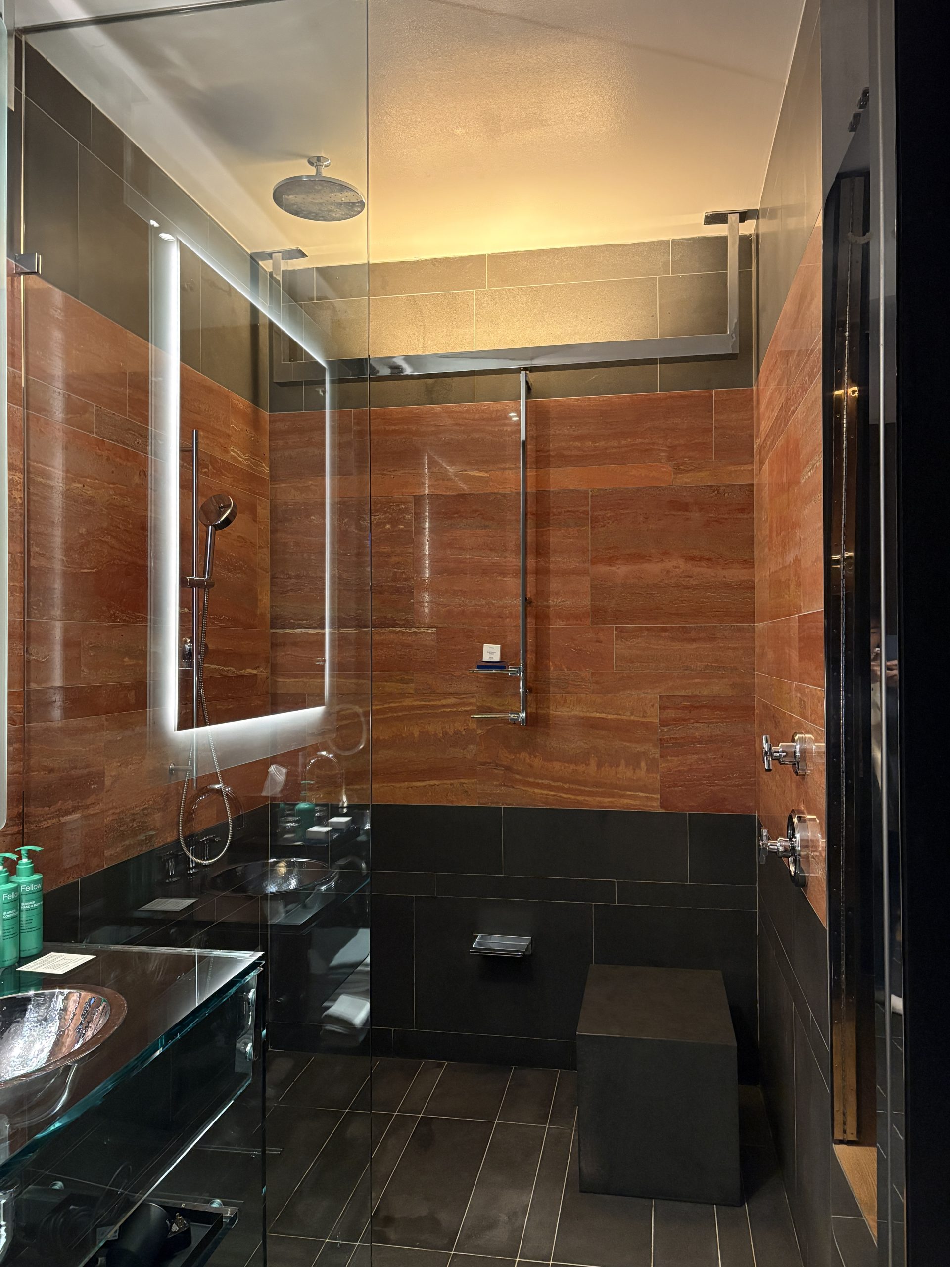 Large walk in shower in the Andaz Suite
