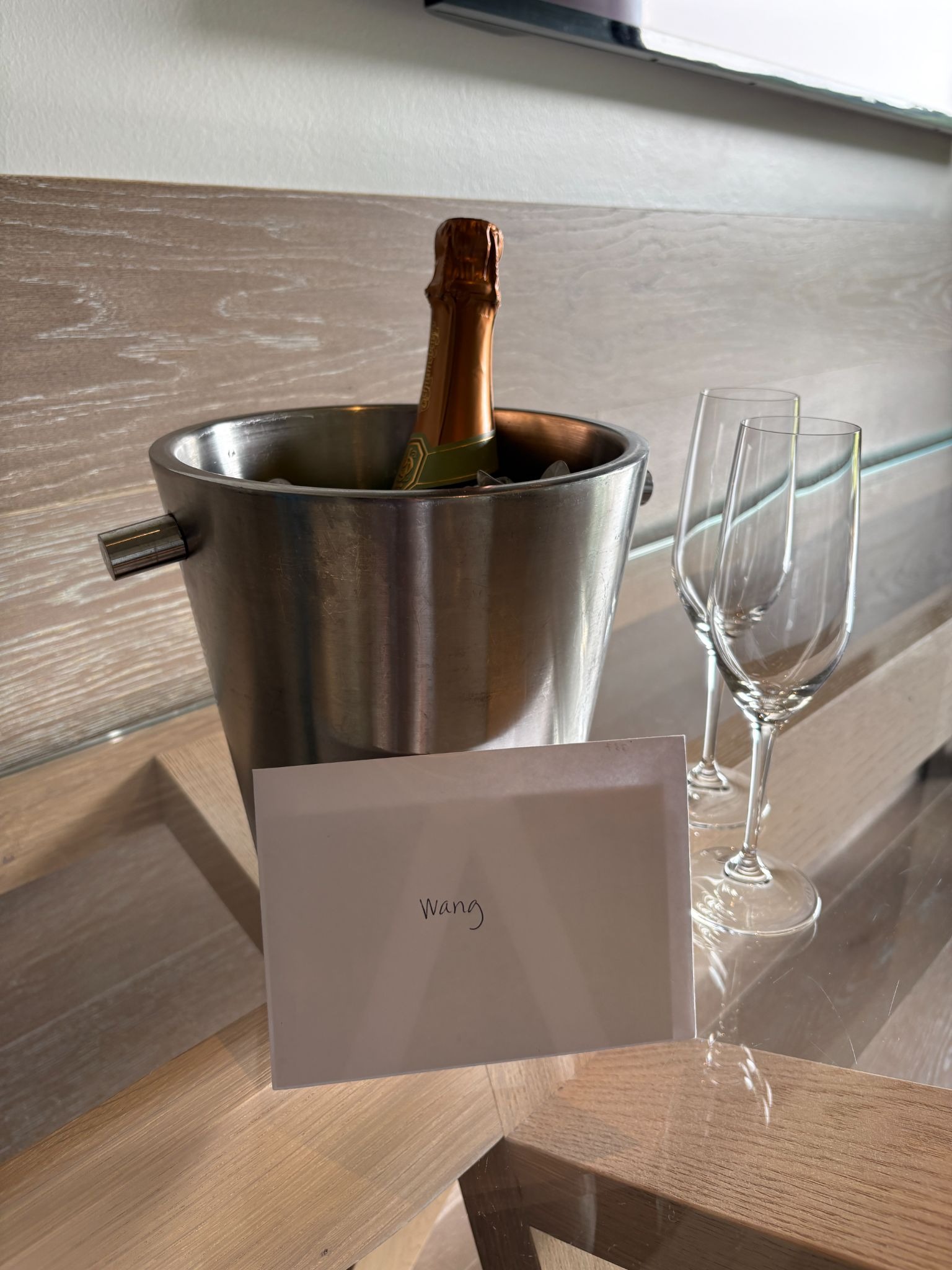 Surprised champagne for an anniversary celebration