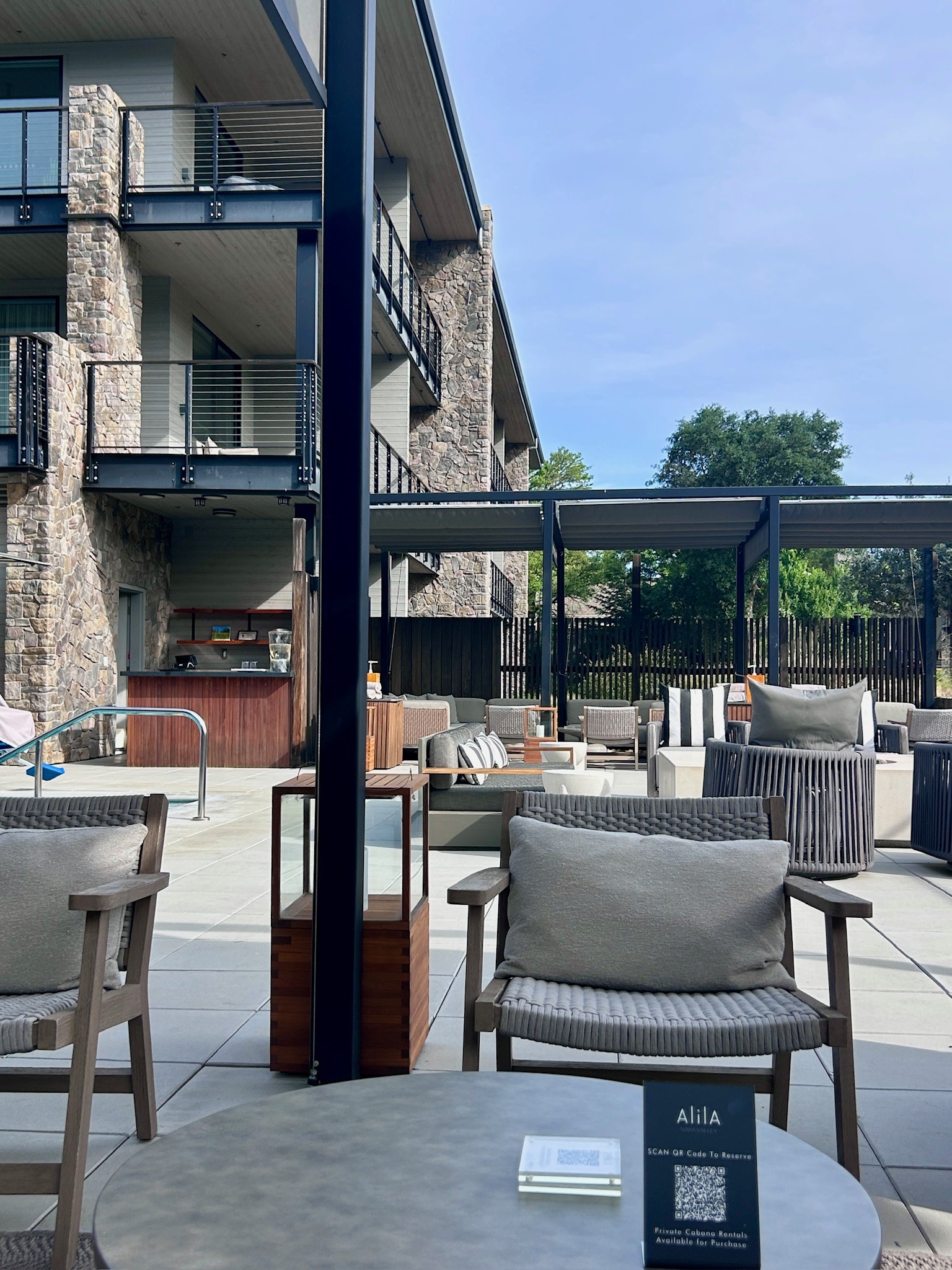 Cabana lounging area by the pool