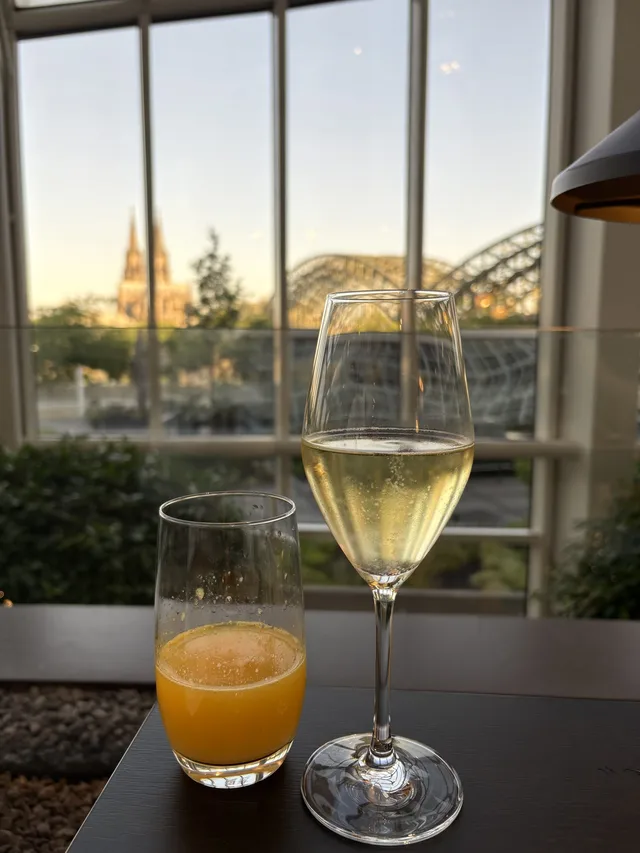 Freshly pressed orange juice and champange