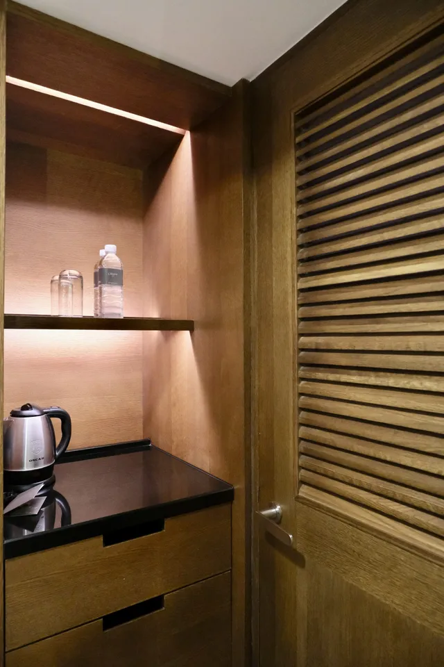 Coffee station at the end of the corridor