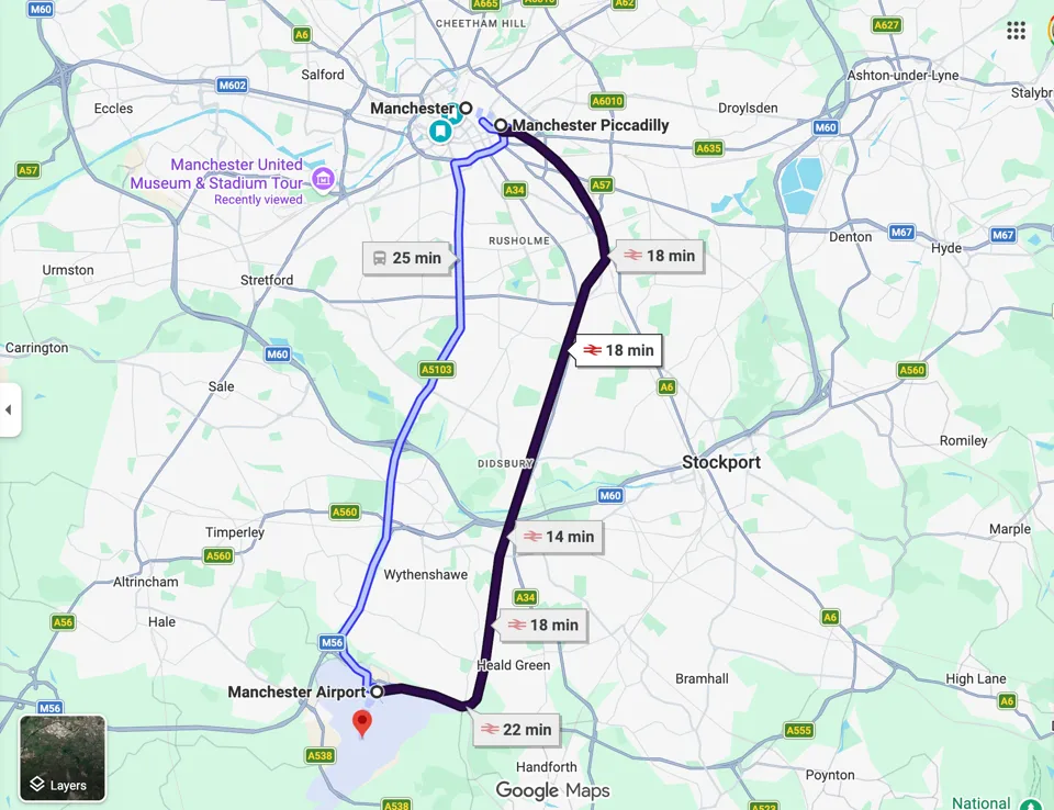 Manchester Airport to City Center