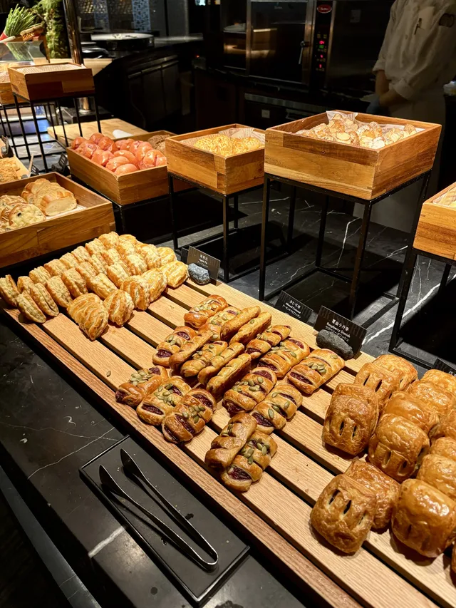 Incredible breakfast spread with great pastries selection