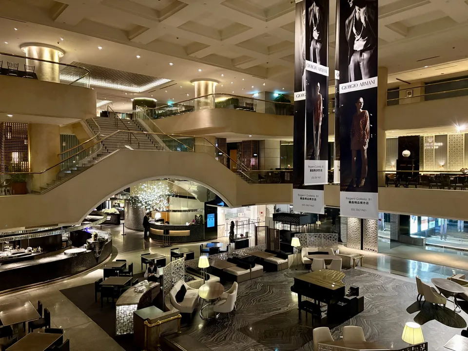 Large open atrium in the hotel lobby