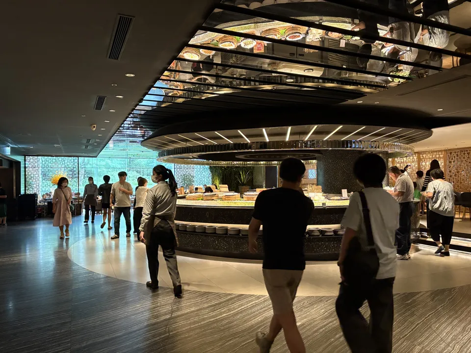Breakfast buffet area