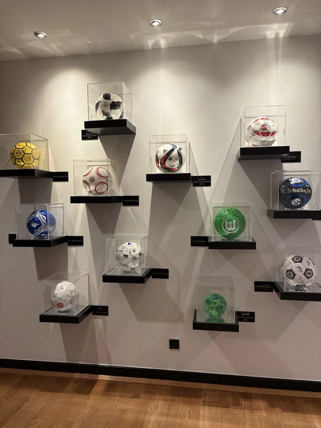 Soccer balls from various tournaments