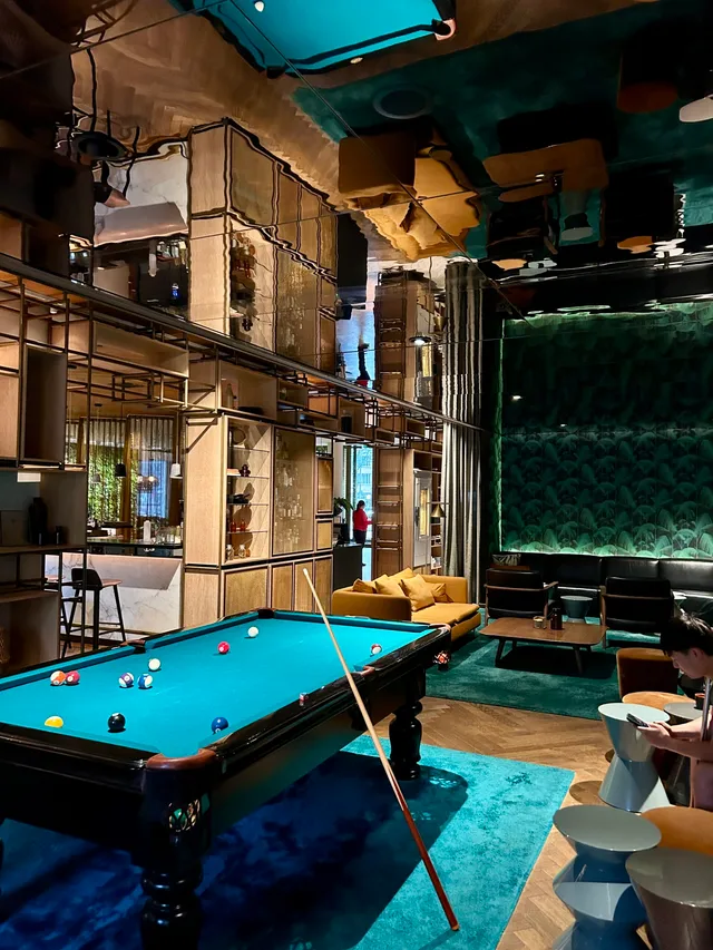 Lounging area with a billiards