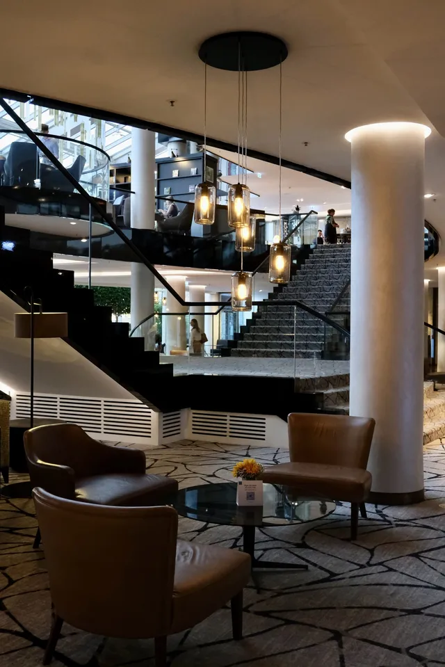Seating area next to the grand staircase to the mezzanine